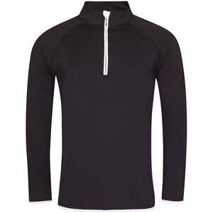 AWDis Cool Mens Half Zip Sweat Top / Jet Black/Arctic White